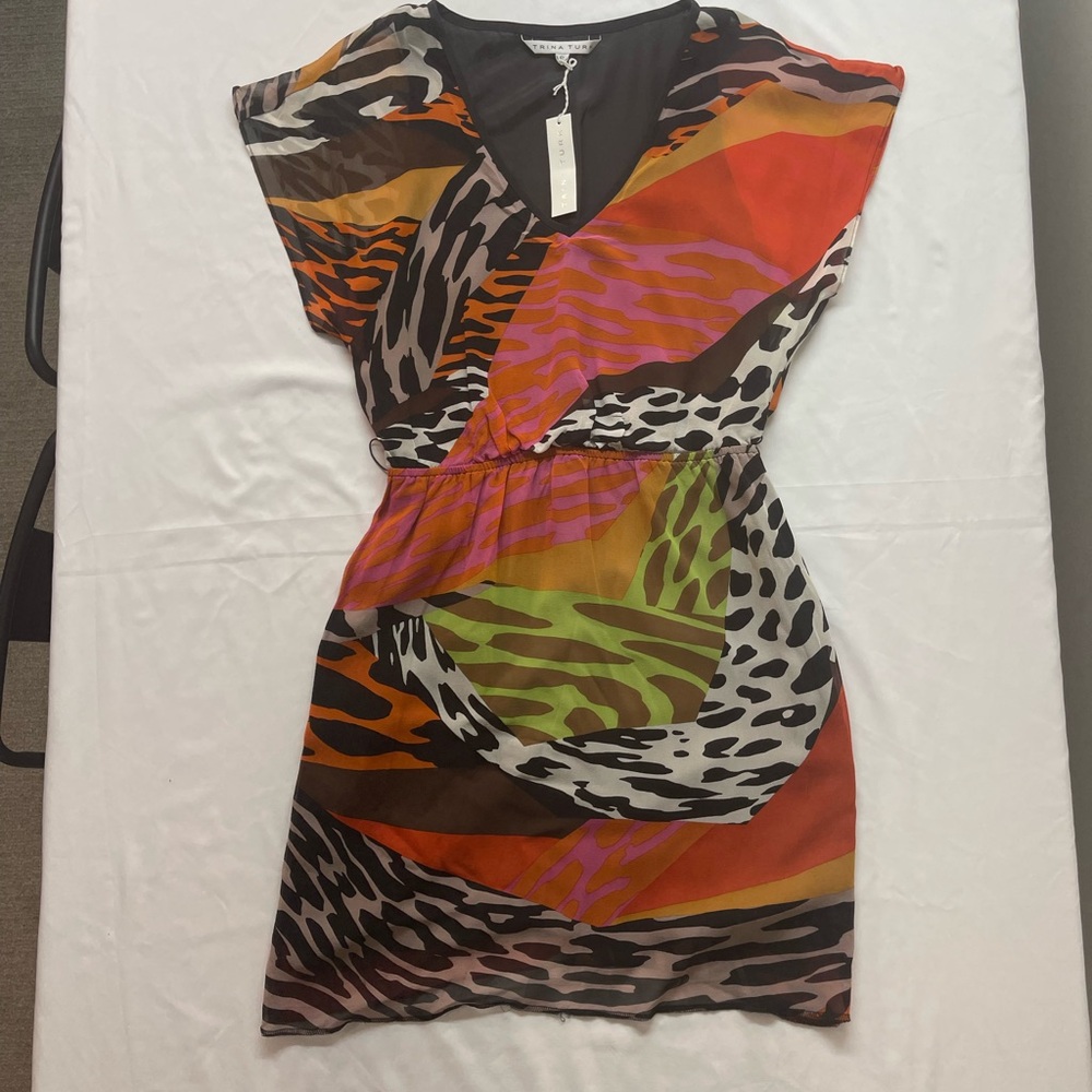 Trina Turk Orange Brown Sheath Mini Dress